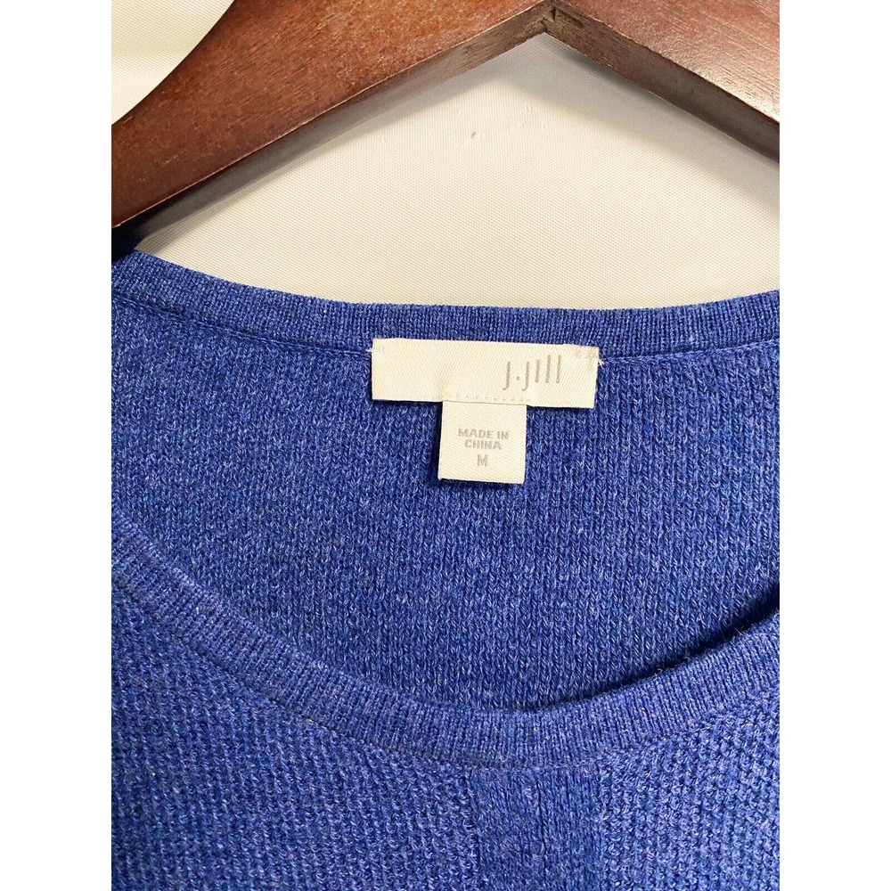 J. Jill Womens Front Tie‎ Sweater Pullover Cotton Long Sleeve Blue Size Medium - Picture 3 of 5